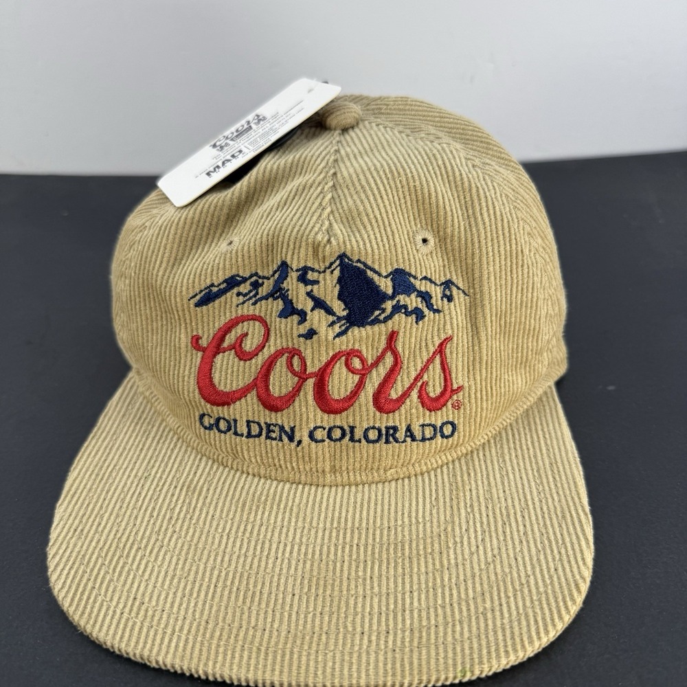 COORS Licensed Banquet Beige Corduroy Snapback Hat Golden Colorado Cap EUC